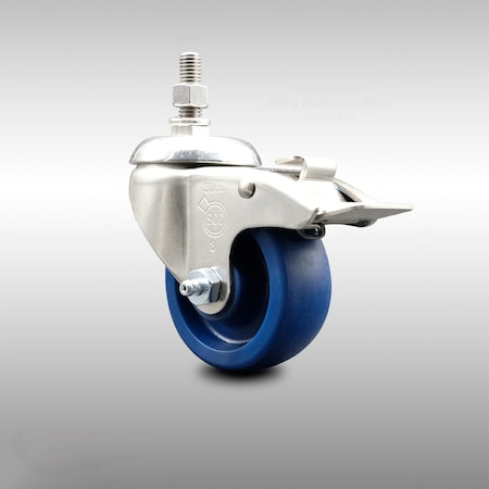 Service Caster 3 Inch 316SS Solid Polyurethane Swivel 12mm Stem Caster Total Lock Brake SCC SCC-SS316TSTTL20S314-SPUS-M1215